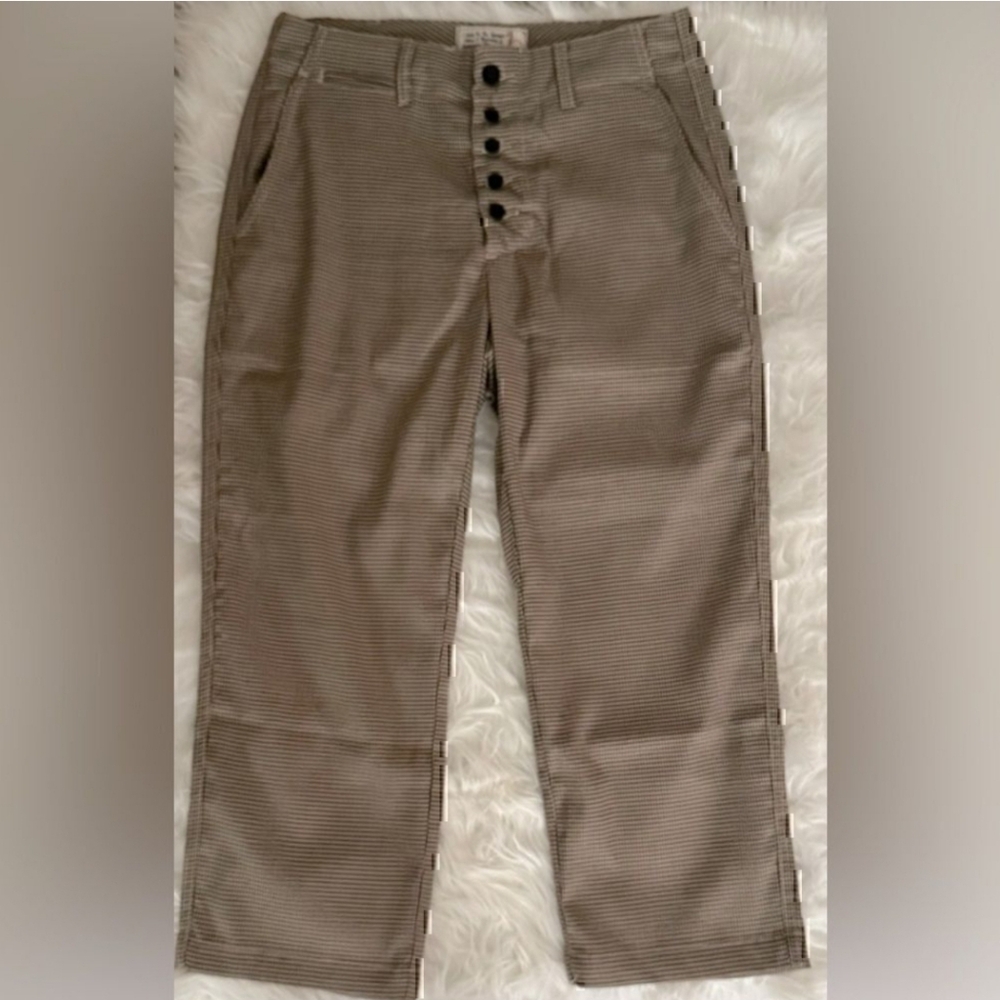 NWT Sandrine Rose x Free People Houndstooth Cropped Straight Leg Pant Size L